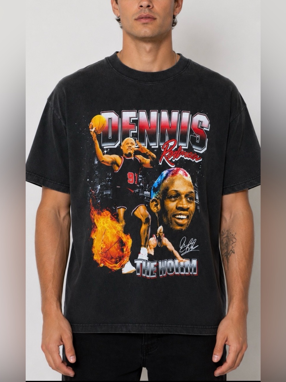 Dennis Rodman Chicago Bulls Short Sleeve Graphic T-Shirt Size Medium